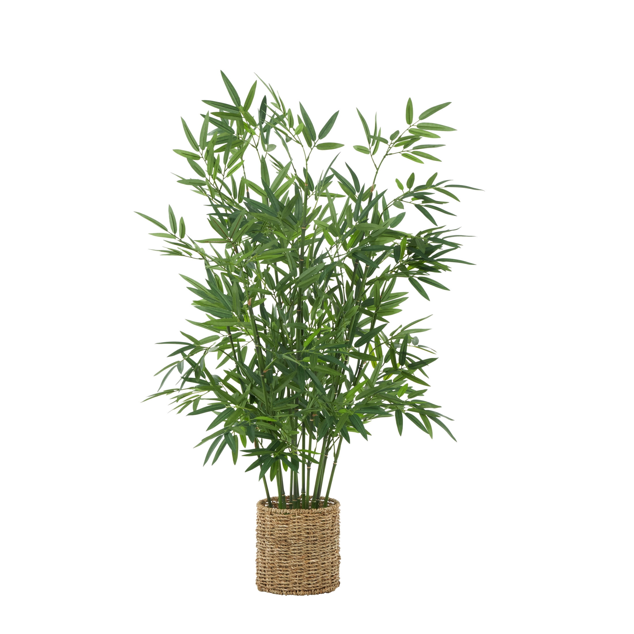 DecMode 40" Artificial Bamboo Tree in Realistic Leaves and Brown Seagrass Pot