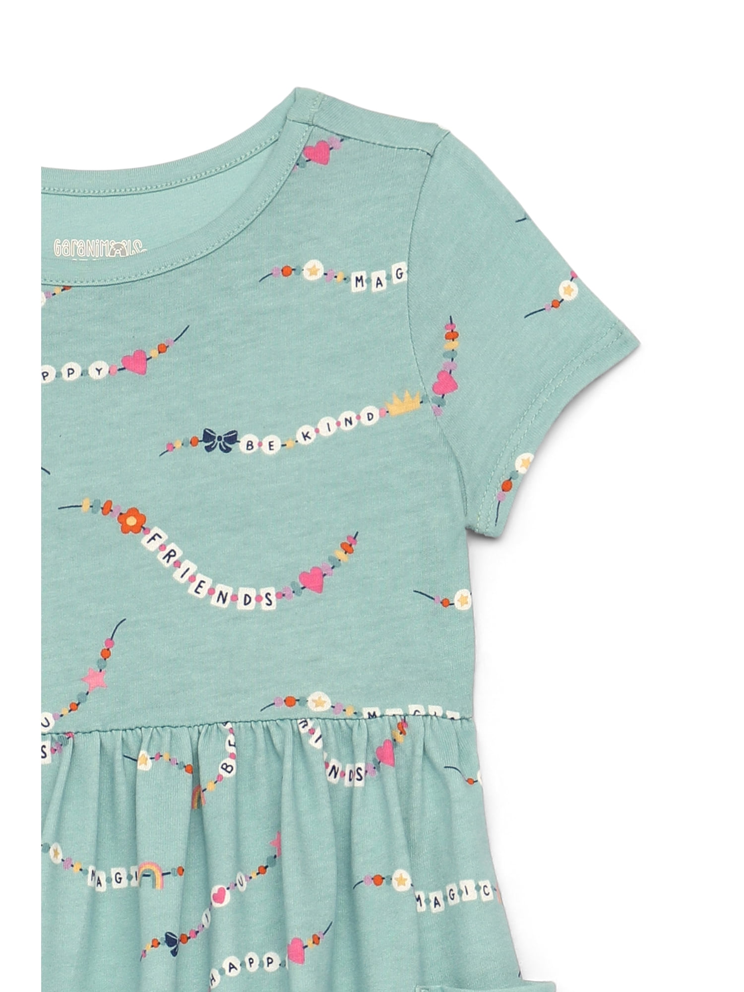 Garanimals Toddler Girl Short Sleeve Printed Dress with Patch Pockets, Sizes 18M-5T