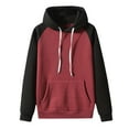 thumbnail image 1 of Sudadera con capucha y bolsillo con capucha y manga raglán negra para hombre Pompotops oipoqjl15723, 1 of 4