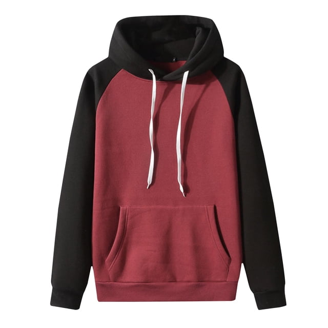 Sudadera con capucha y bolsillo con capucha y manga raglán negra para hombre Pompotops oipoqjl15723