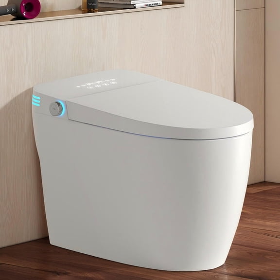 Barara King One-Piece Bidet Toilet Auto Flush Intelligent Heated Seat with Warm Water Drying Adjustable Temp Wireless Remote, White