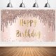 thumbnail image 1 of Banner de Feliz Cumpleaños Rosa Dorado YONGSHENG Telón de fondo Decoraciones para mujeres 73 x 43 pulgadas, 1 of 4