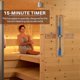 thumbnail image 3 of 15-Minute Rotating Sand Timer for Sauna & Wall, Blue Hourglass with 15-Min Countdown, 3 of 5