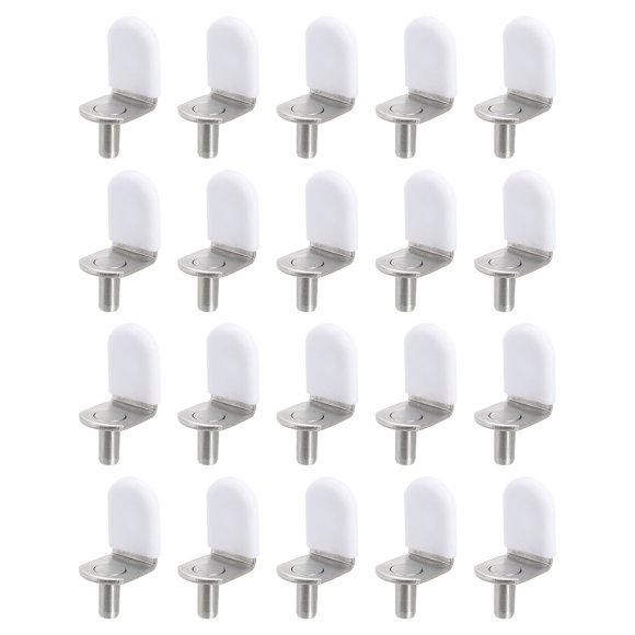 Uxcell 36 Pack 1/5" L-Shelf Pins Bracket Peg, Metal Shelf White Cover Pegs with Hole, Nickel Color