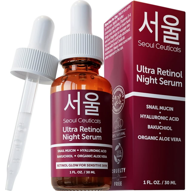 Sérum nocturno SeoulCeuticals con 1% de retinol coreano con mucina de caracol