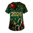 thumbnail image 5 of Garbnen Christmas Scrub Tops Women Print Plus Size Stretchy Happy New Year 2026 Nurse Working Uniforms with Pocket V Neck Short Sleeve Scrub Top Women S-5XL, 5 of 5