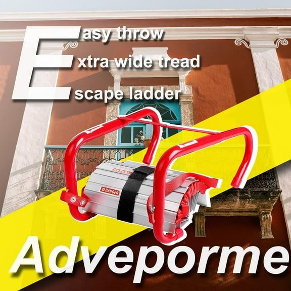 2 Fire Escape Ladder, Anti-Slip Rungs, Portable Emergency Ladder (15 Feet)