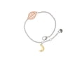 thumbnail image 2 of Delight Jewelry Goldtone Small Crescent Moon - Rose Goldtone Leaf Delicate Bracelet, 6.25+1.75", 2 of 4