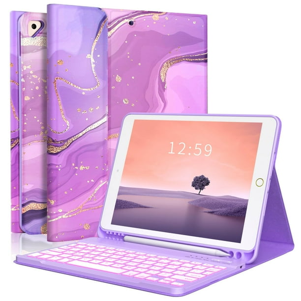 Funda con teclado FUWANG para iPad 9ª, 8ª generación, 10,2 pulgadas