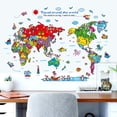 thumbnail image 4 of Inteprter Adhesivo de pared Mapa del mundo Animal Extraíble Cómodo Papel tapiz suave Dibujos animados coloridos Accesorio para el hogar Mural Decoración del hogar, 4 of 6