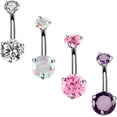 thumbnail image 1 of LAICAIW 14G Surgical Steel Belly Button Rings, Internally Threaded Round CZ Navel Barbell Stud for Women Men, 1 of 2