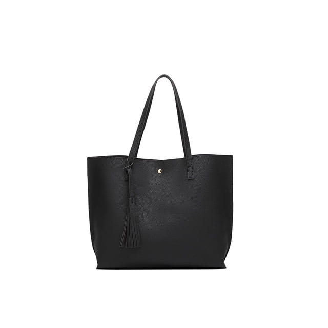 Women's Soft Leather Tote Shoulder Bag Big Capacity Tassel Handbag