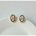 thumbnail image 4 of Clip on 1" gold, black and white pearl oval button style earrings, 4 of 4