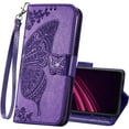 thumbnail image 2 of Funda tipo cartera para T-Mobile Revvl 6 5G, de piel sintética, con tapa, correa para la muñeca, ranuras para tarjetas, bolsillo con soporte y diseño de mariposas en relieve., 2 of 8