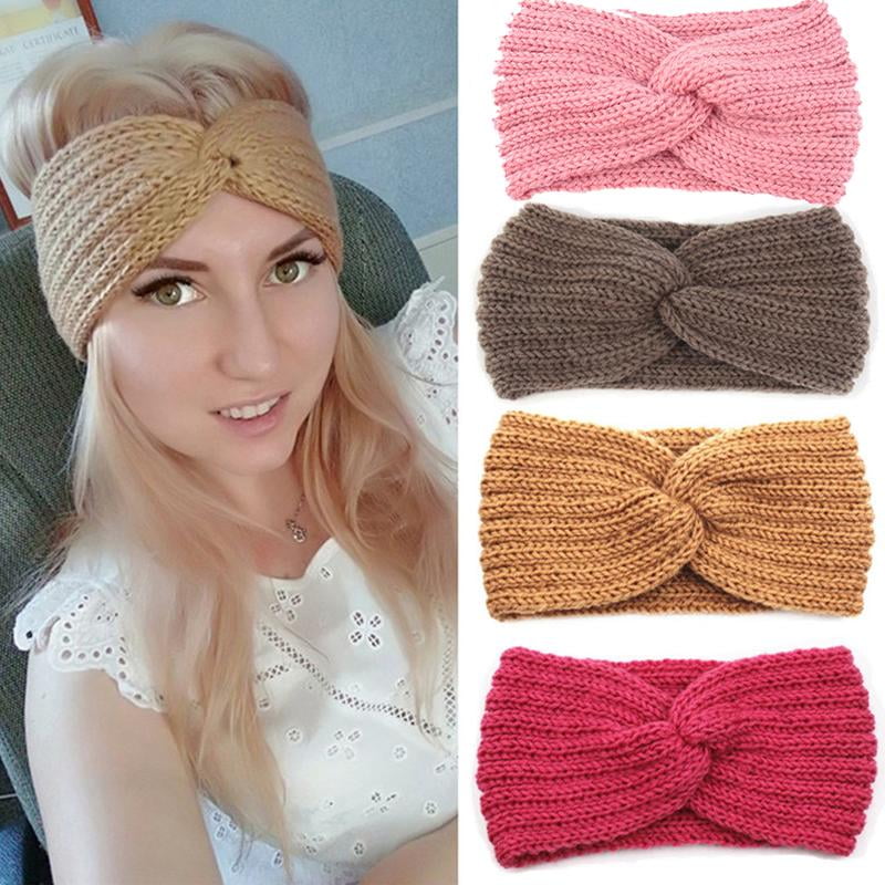 Fashion Knitted Headband Leopard Headwear Crochet Head wrap Bowknot Turban