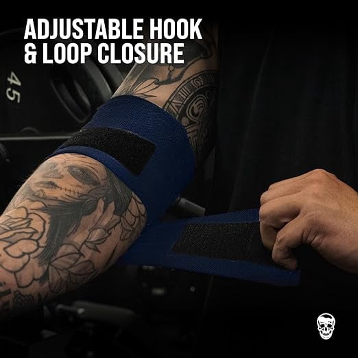 Gymreapers Weightlifting Elbow Wraps (1 Pair) - Flexible 40'' Elbow Compression Strap & Joint Support Brace - For Bench Press, Powerlifting, and Pressing