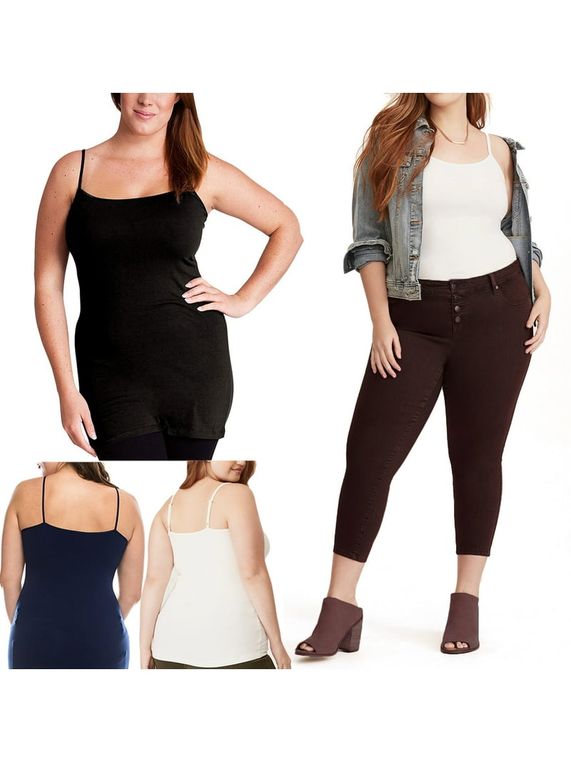 Essential Basic Women's Basic Casual Long Camisole Cami Top Regular Sizes - Red, M, Size: Medium