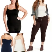 Essential Basic Womens Basic Casual Long Camisole Cami Top Regular Sizes - Blue, L