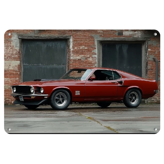 1pc Vintage Red Muscle Car Metal Wall Art - 12x8 Inch Weather-Resistant Iron Poster, Pre-drilled for Easy Hanging, Ideal Home Garage Decor and Gift for Automotive Enthusiasts, Car Decor