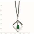 thumbnail image 2 of Chisel Stainless Steel Polished & Antiqued Synthetic Dyed Jade & CZ w/2in ext. Necklace, 2 of 2