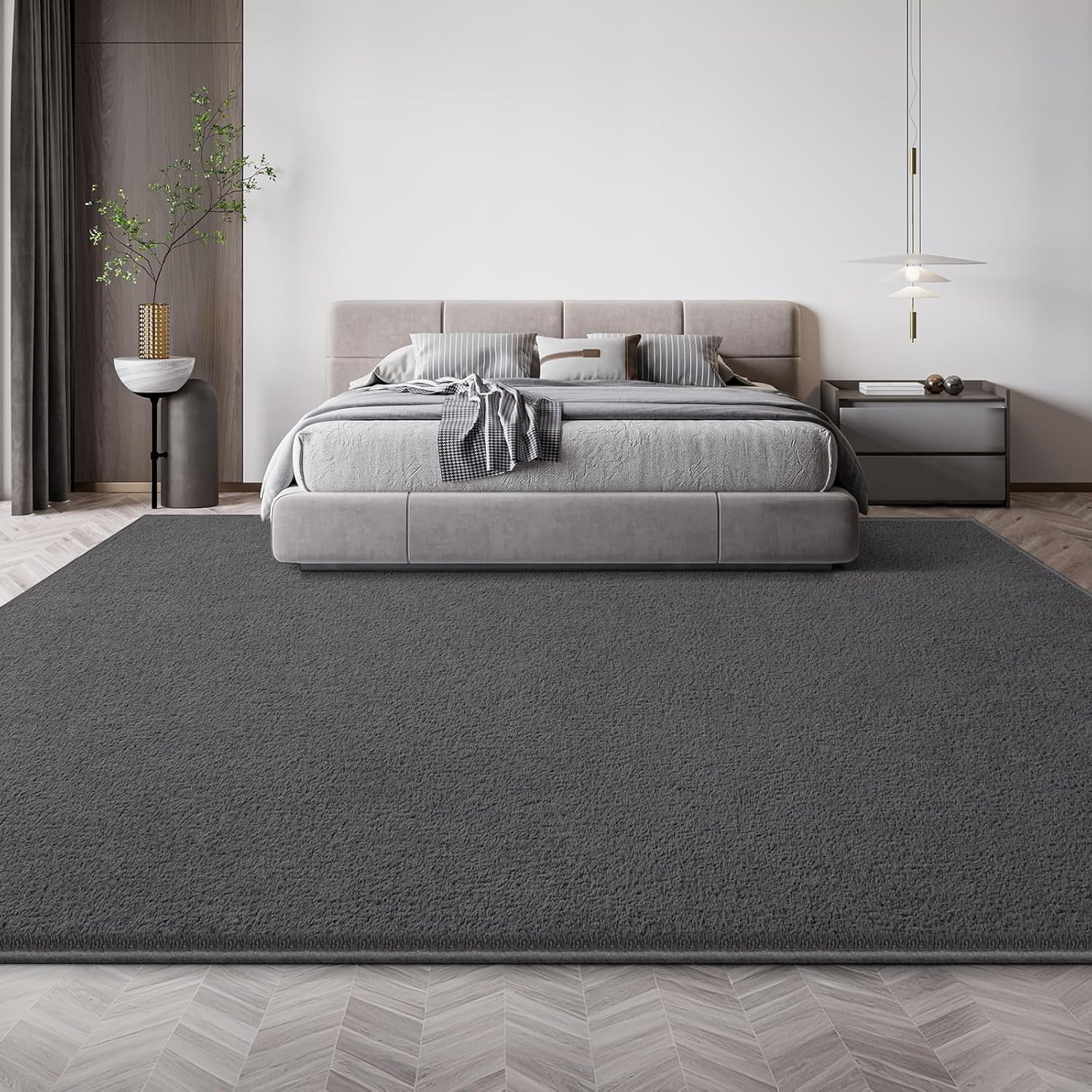 Arogan Soft Low Pile Rug Modern Area Rugs for Bedroom Living Room,Suitable for Boys Girls Teenagers and Adults with Super Soft Touch , Dark Gray , 4' x 6'