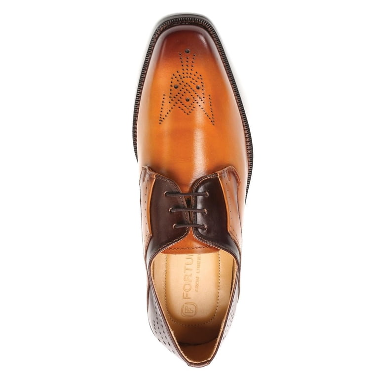LIBERTYZENO Mens Leather Oxford Dress Shoes, Brown/Tan 