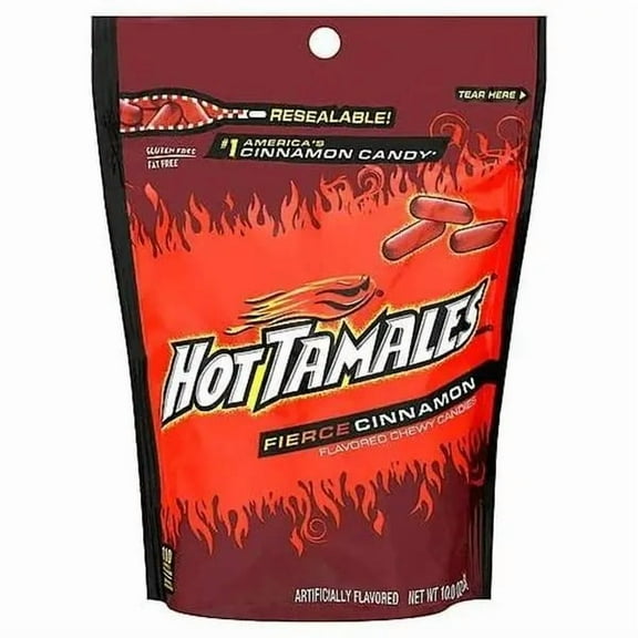 Hot Tamales Cinnamon Chewy Candy, 10 OZ ( 1 Pack) - Candy Bulk, Spicy Hot Tamales Cinnamon Chewy Red Candy Snack