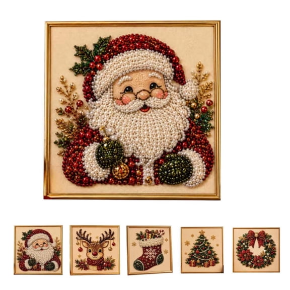 Clearance! Christmas Pearl Art Kits for Adults Pearl Diamond Art Diy Kits DIY Pearl Painting Kit for Adults & Beginners (Santa,10Inch)