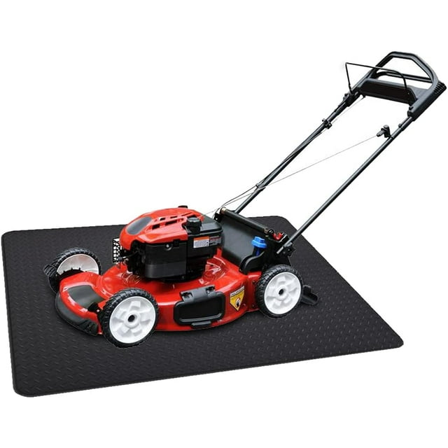 Garage Mat, Prevents Stains Decorative Embossed Diamond Plate Pattern Black, 3 Feet x 4 Feet, Made in The USA