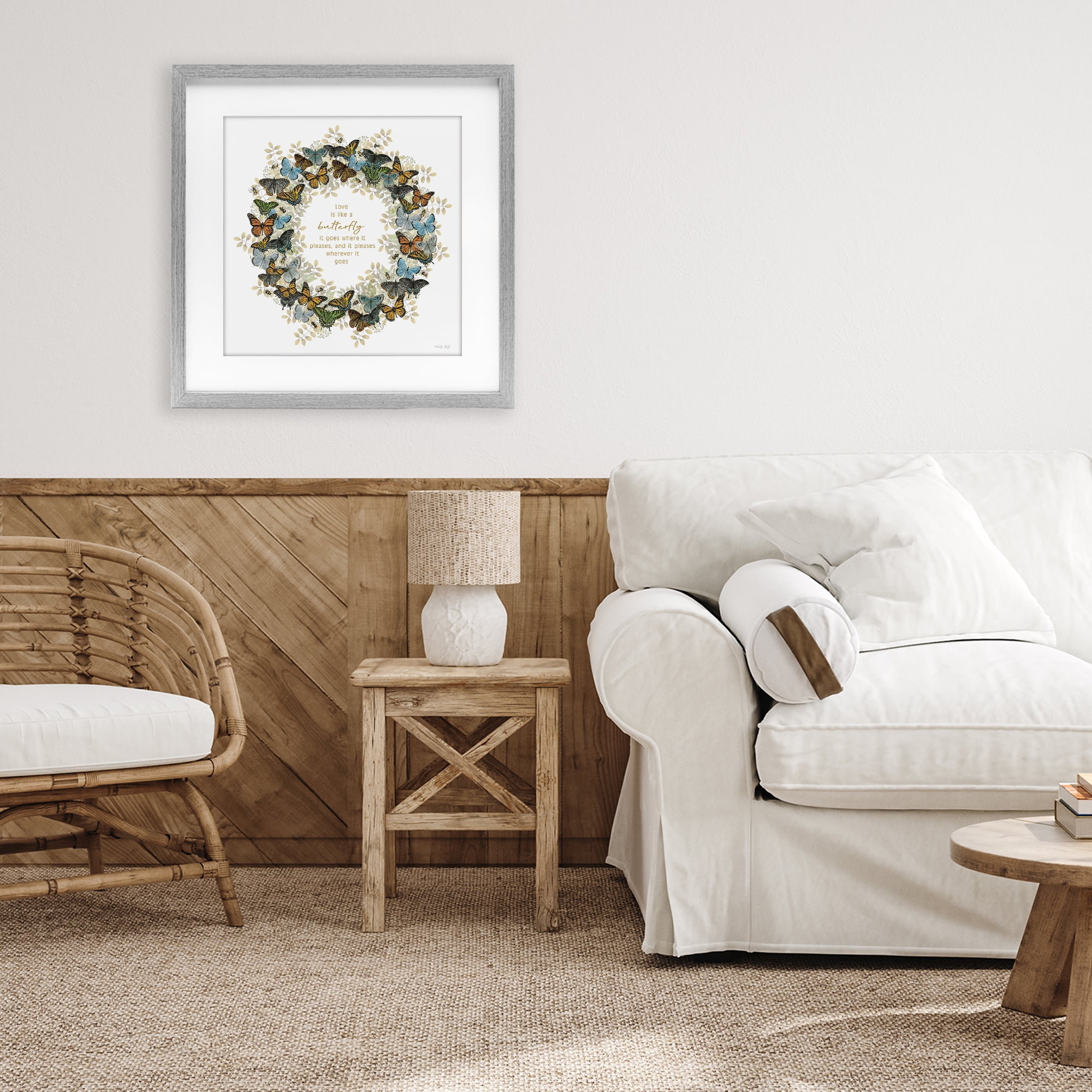 Stupell Industries Life Is Like A Butterfly Wreath Gray Framed Print Under Glass, design by Cindy Jacobs