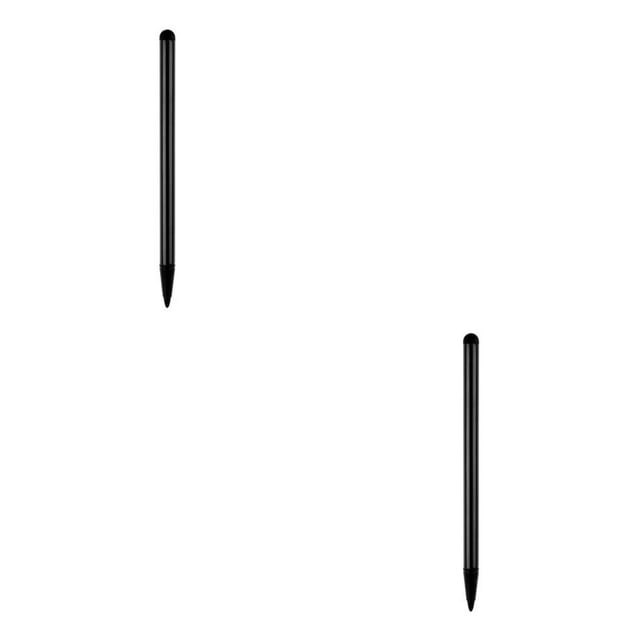 Methold Bolígrafo capacitivo de aleación de aluminio resistente a los arañazos lápiz de punta dura lápiz de goma Stylus Pen bolígrafos de Negro 2piezas