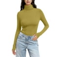thumbnail image 2 of YOZGXEG Long Sleeve Shirts For Women Women Solid Color High Neck Long Sleeve Crewneck Slim Fit Basic Rayon Spandex T Shirt Top Gold S-5Xl, 2 of 7