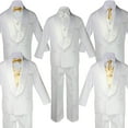 thumbnail image 1 of 5-7pc Boy White Shawl Lapel Party Suits Tuxedo MUSTARD Satin Bow Necktie Vest, 1 of 1