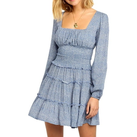 

Ladies Autumn Long Sleeve Cotton Polka Dot Printed Mini Dress