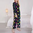 thumbnail image 3 of Daiia Colorful Ping Pong Rackets for Women's Long-Sleeved Pajama Set – Soft & Comfortable Sleepwear Button-Up Pajamas Cozy Lounge Wear-Large, 3 of 7