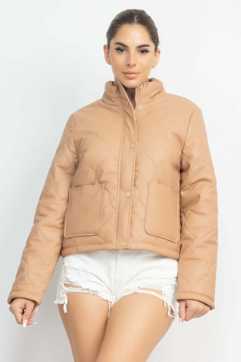 J.NNA Quilted Mock Neck Puffer Jacket