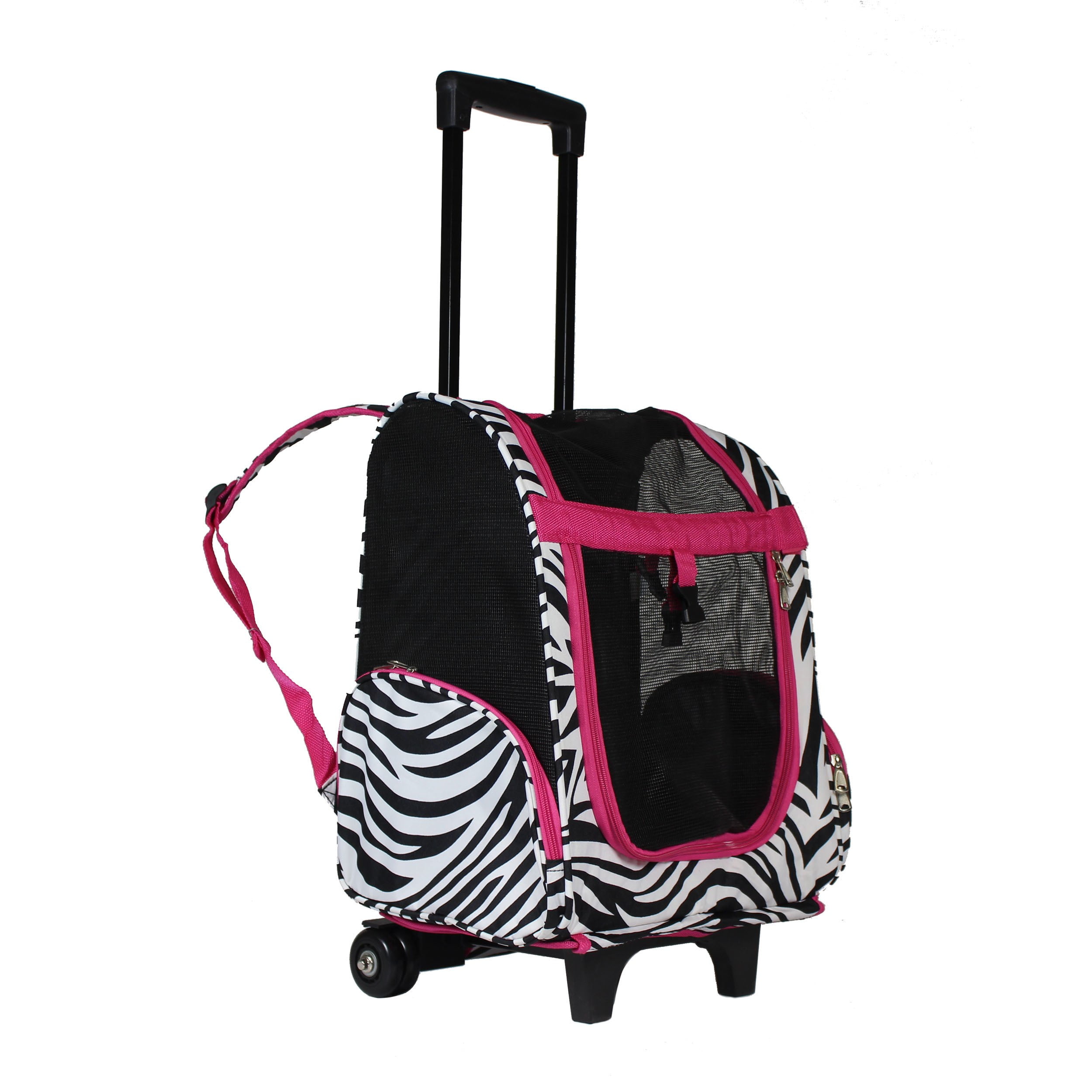World Traveler Zebra 20Inch Rolling Small Pet Carrier Backpack Carry
