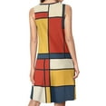 thumbnail image 2 of Mondrian Inspired（9） Spring Summer Dresses for Women Fashion T-shirt Dress Casual Sleeveless Loose Sundress with Pockets, 2 of 5