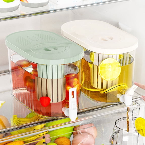 Muecwrye Cold Water Kettle, 4.5L Refrigerator Square Cold Water Bottle with Faucet and Filter High Capacity High Temp Resistant for Summer Fruit Tea