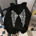 thumbnail image 6 of Rggeeun Toddler Girls Pullover Hoodie Cute Sequins Wing Graphic Print Thermal Long Sleeve Hooded wth Large Pocket & Drawstring Soft Autumn Winter Outdoor Activities Leisure Tops,Black,11-12 Years, 6 of 9