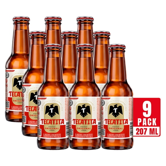 Cerveza Tecate Original Cuartito Botella  9 pack 207 ml c/u