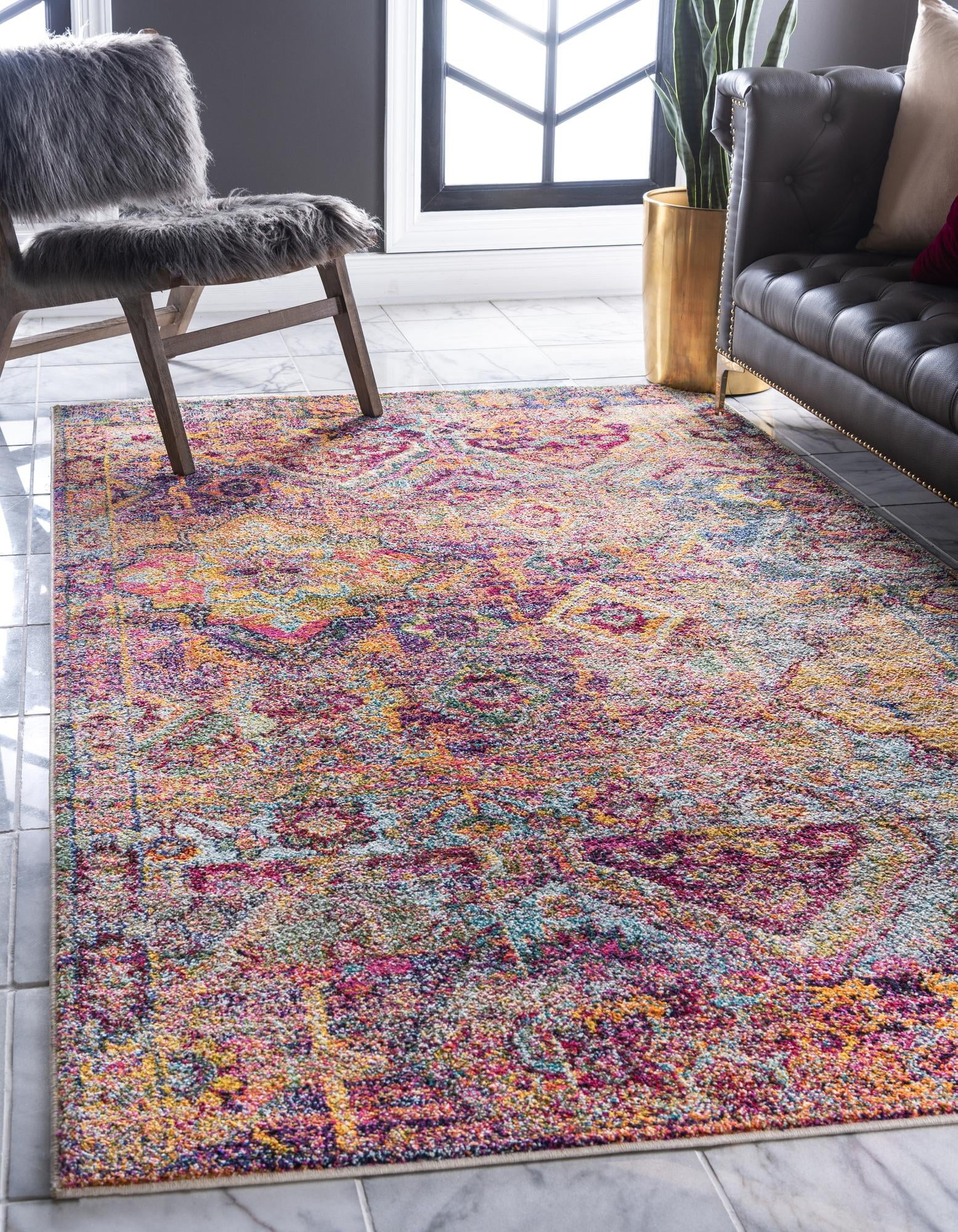 Rugs.com El Paso Collection Rug – 2' x 3' Multi Medium Rug Perfect For Living Rooms, Large Dining Rooms, Open Floorplans
