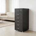 thumbnail image 3 of 6-Drawer Rolling File Cabinet, Black Metal Filing Cabinet with Lock, 27 Inch H Vertical Filing Cabinet Under Desk for Home Office, Heavy Duty Metal Storage Cabinet for A4, Letter, Legal Size File, 3 of 6