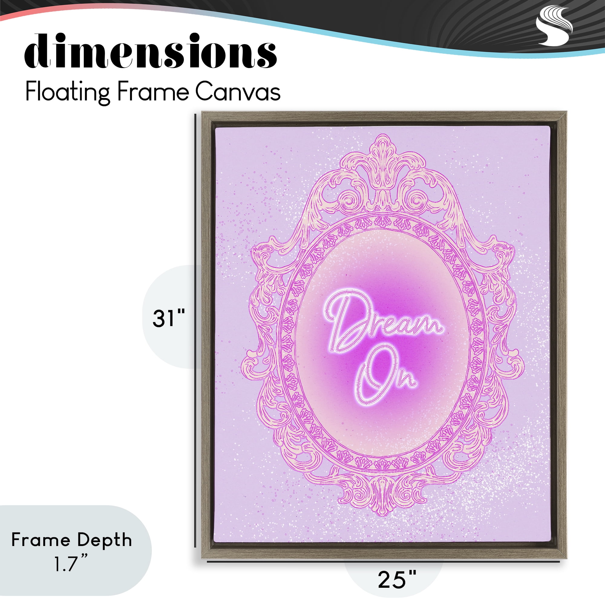 Stupell Industries Dream On Ornate Mirror Brown Framed Floater Canvas Wall Art, design by Ziwei Li
