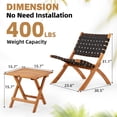 thumbnail image 5 of YODOLLA Patio Bistro Sets 3 Pieces Outdoor Folding Chair Outdoor Acacia Wood Natural Lounge Chair for Patio, Lawn, Garden, Fishing, Black, 5 of 16