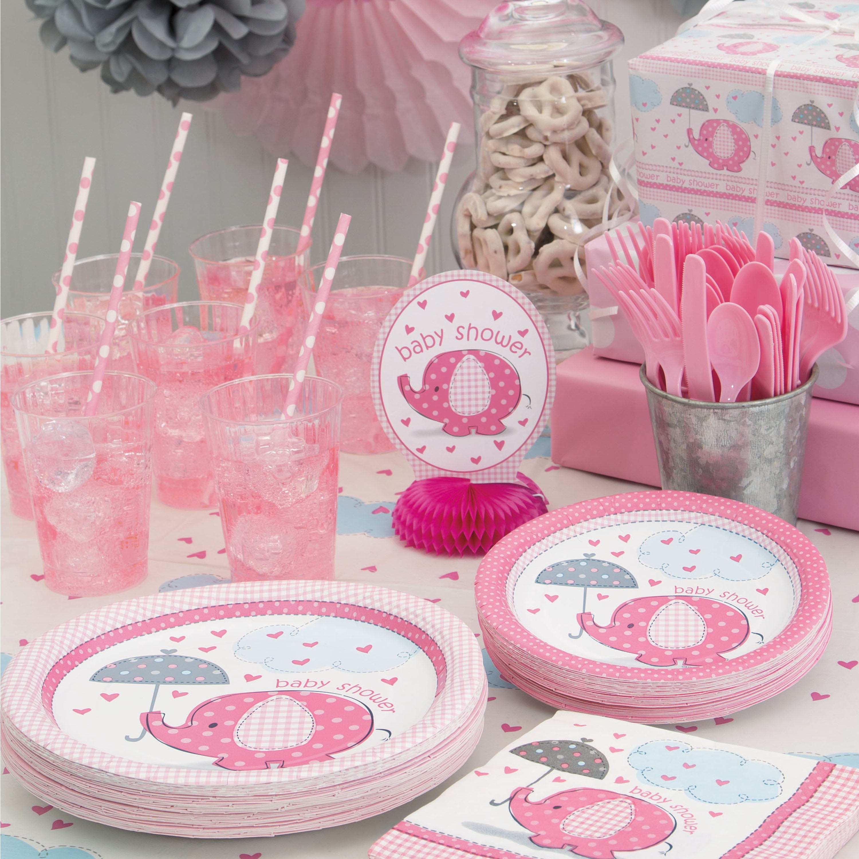 Girls Pink Baby Shower Party Essentials Mum To Be Decorations Tableware Supplies