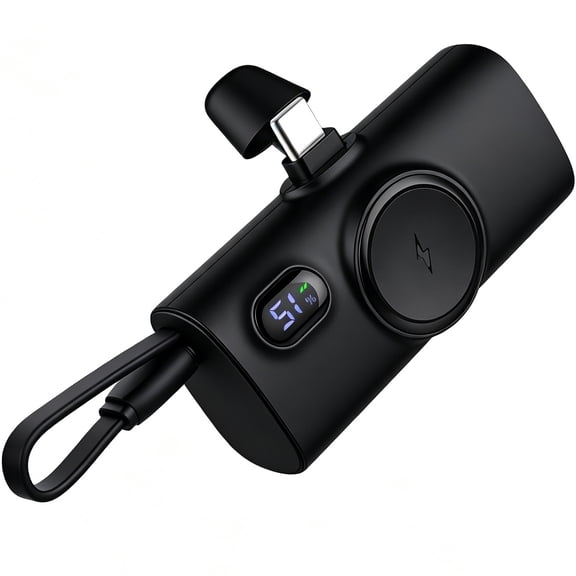 HopePow Magnetic Portable Charger Power Banks for iphone Cell Phones iWatch Android with LED Power Display 5000mah Mini Power Banks Compatible with iPhone 17/16/15/Series,Android,Black