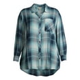 thumbnail image 4 of Terra & Sky Women's Plus Size Plaid Pocket Button Down Shirt, 4 of 6