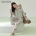 thumbnail image 4 of YI & YING-Pijama de algodón puro de manga larga para hombre y mujer, conjunto de oso de decoración para el hogar, primavera y otoño, WAZC116, 4 of 4