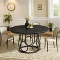 thumbnail image 2 of Fnova 47.24" Modern Round Dining Table for 4 with Wood Tabletop, Kitchen Table for Dining Room, Black, 2 of 11
